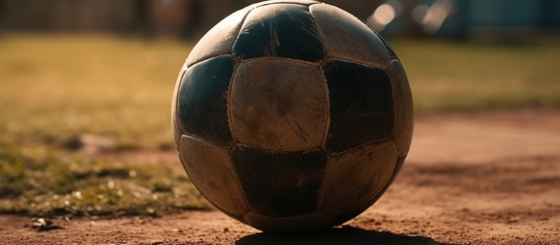 Bola de futebol suja