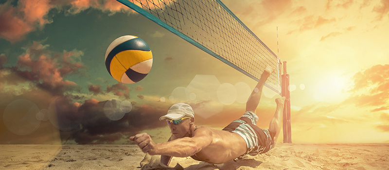 Jogador recebendo bola de vôlei